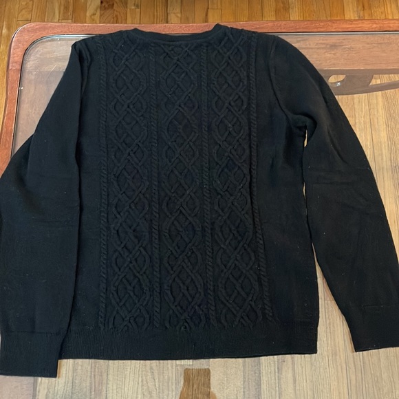 Talbots Women’s Cable Knit Sweater Size Lp Black Lambs Wool Blend. - Picture 3 of 4